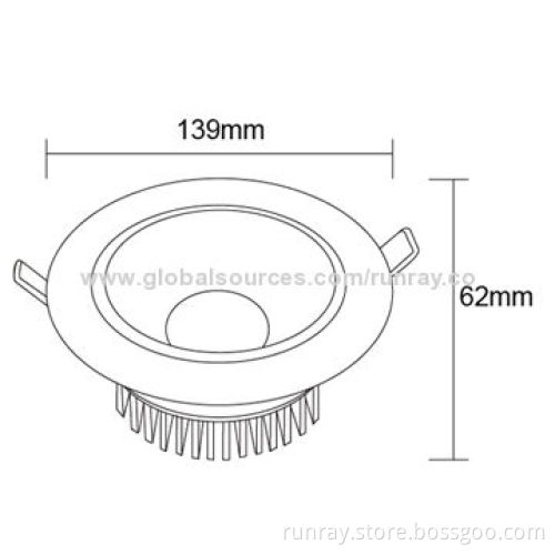 10W COB LED Downlight, >50,000 Hours Lifespan, Bridgelux, Epistar, EpiLEDs LED Chips, Eco-friendly